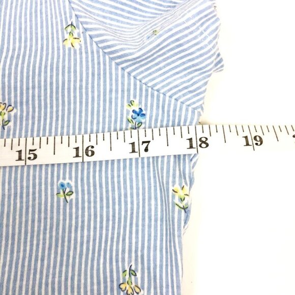 NWOT Liz Claiborne Villager Nightgown Womens S Blue White Stripe Floral Nightie - Picture 5 of 8